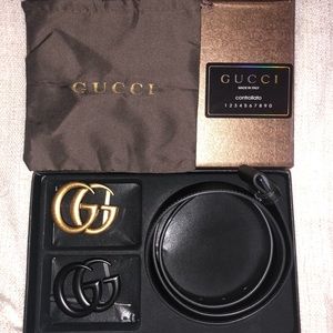 Gucci Belt with Gold and Black Buckle